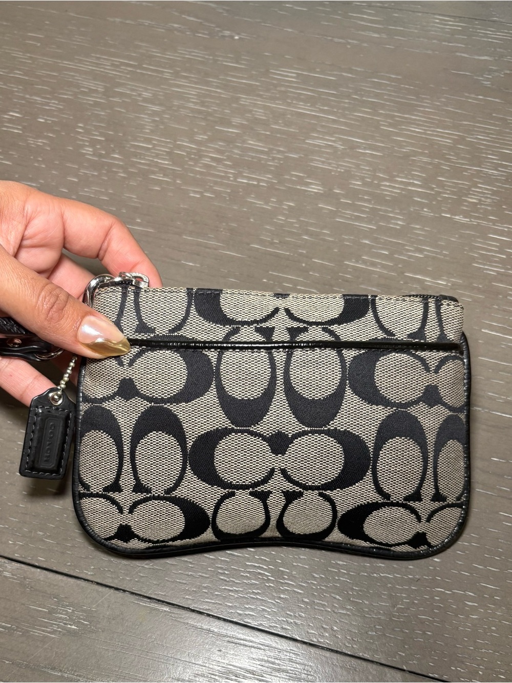 Coach Black/Tan Signature Canvas Card Wristlet